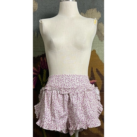 Anthropologie Flannel Ruffle Pajama Shorts S - Picture 14 of 15